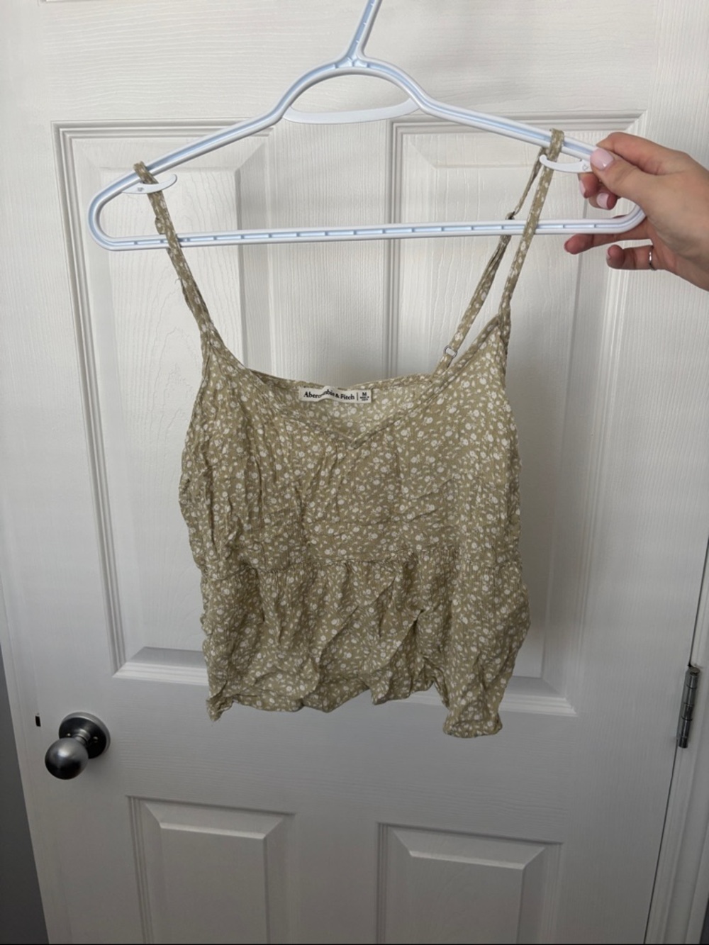 Abercrombie & Fitch Floral Ruffle Cami - Light Olive